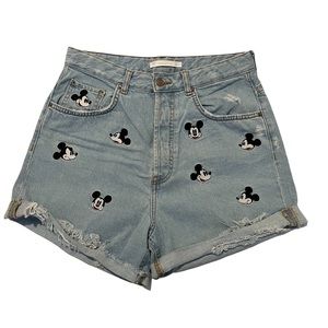 Zara Mickey Mouse Denim Shorts
